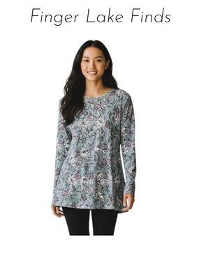J. Jill Mint Floral Women's Tunic Top, XL